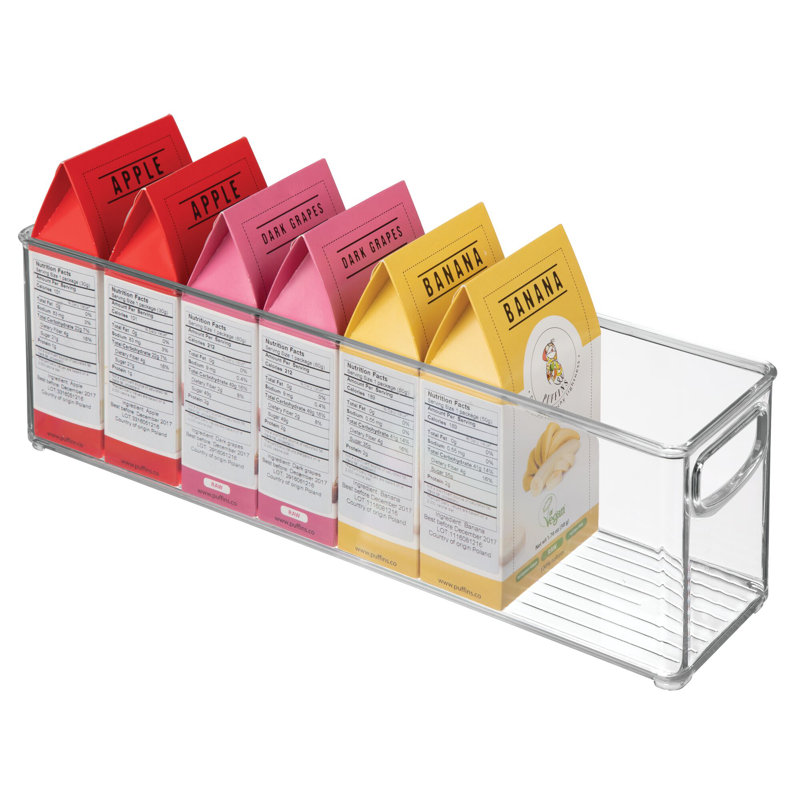 Bac de rangement empilable en plastique recyclé iDesign - Parfait pour contenir des sacs de lait maternel - Transparent
