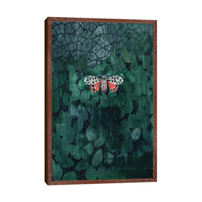 Moth On Leaves by Miri Eshet - Painting on Canvas