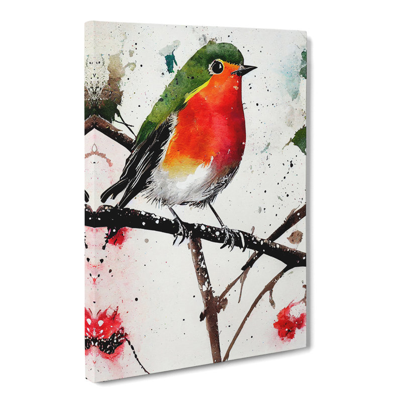 Erandekar Robin Bird Splatter Vol.2 - Wrapped Canvas, 50cm H x 35cm W x 3cm D