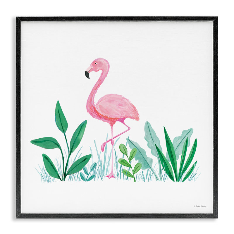 Art estival, flamant rose et estampe numérique par Susan Ball, Giclée encadrée noir minuit, H 24 po x l 24 po