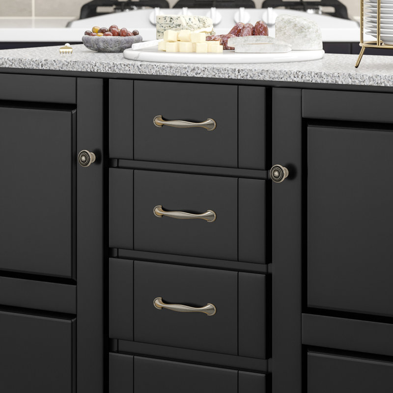 Îlot de cuisine avec plateau en granite Littrell, Noir, Granite