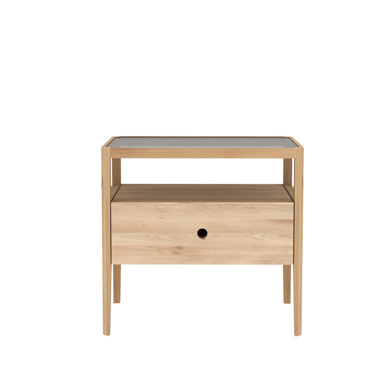Spindle 1 - Drawer Solid Wood Nightstand, Natural