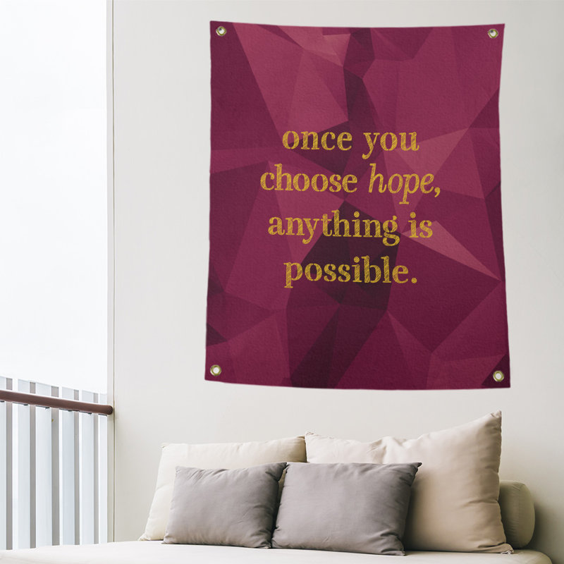 Polyester Tapestry, 80" H x 59" W, Spinel/Gold