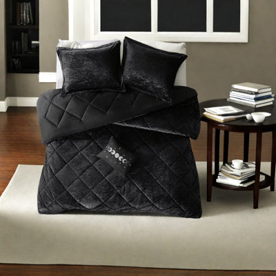 Ensembles de literie en velours luxueux, polyester noir, style contemporain