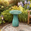 Élégant bain d'oiseaux en céramique pour l'extérieur 20,5 po avec motif de feuilles, vert jade-115818074-115818072