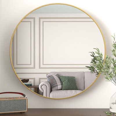 Wall Mirror 36 Inch Circular Mirror Metal Framed Mirror Round Vanity Mirror Dressing Mirror, For Bathroom, Living Room, Bedroom Wall Decor