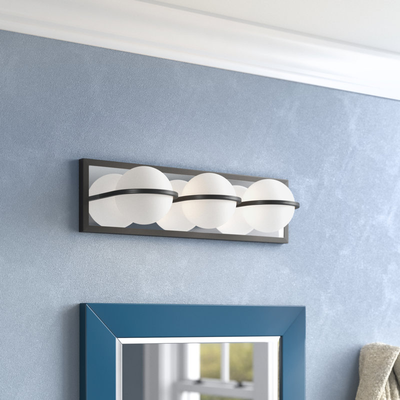 Pearl 3-Light Matte Black LED Bath Vanity Light with Opal Glass Shades