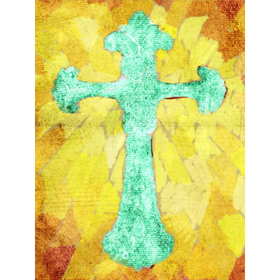 Vitrail croix - reproduction sur toile tendue