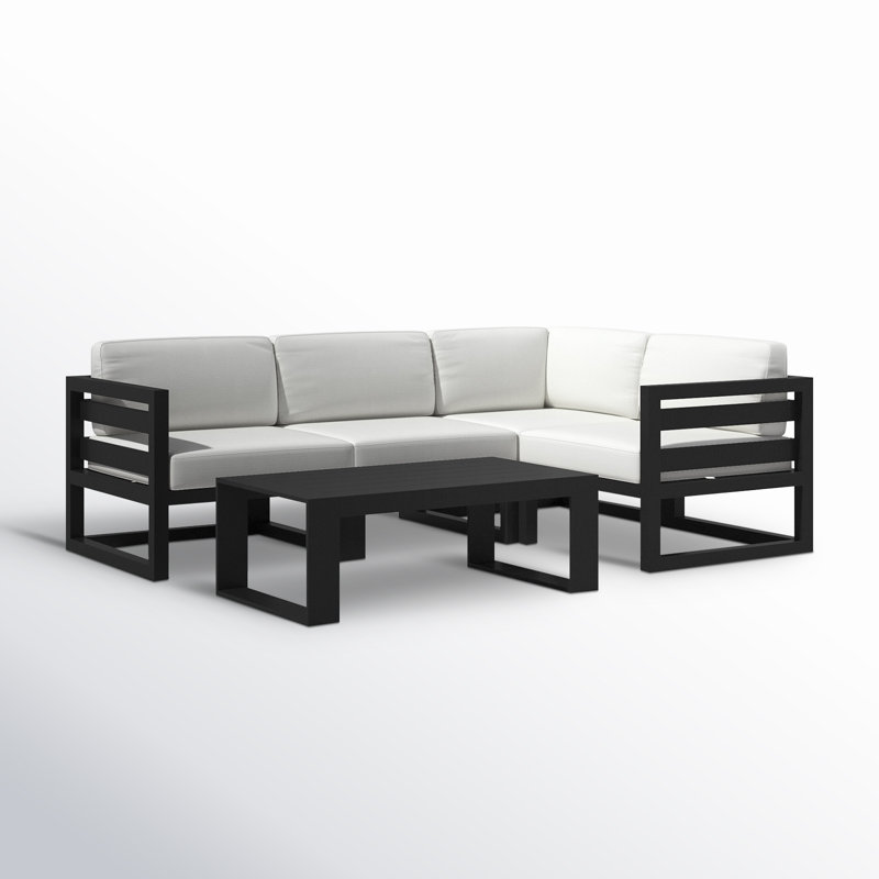 Avion 5 Piece Sectional Set - Black, Canvas Natural Sunbrella® Canvas, Black