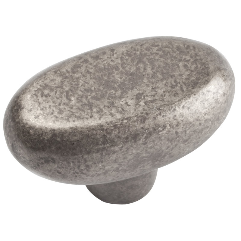 Distressed 1 11/16" Length Oval Knob, Pewter