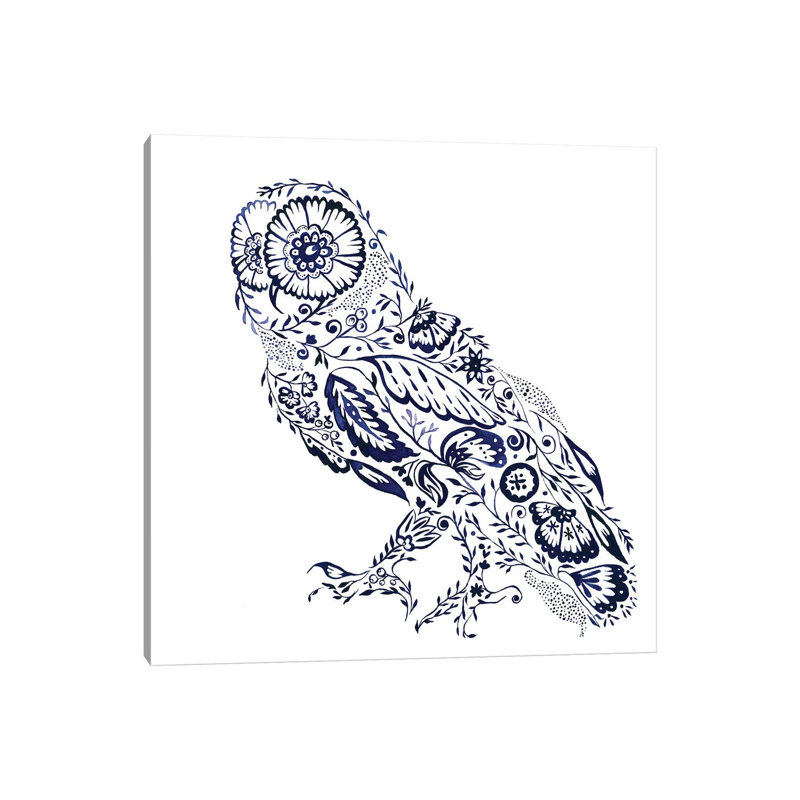 Folk Floral Owl by Jacqueline Maldonado - Print on Canvas, Wrapped Canvas, 93.98 cm H x 93.98 cm W x 3.175 cm D