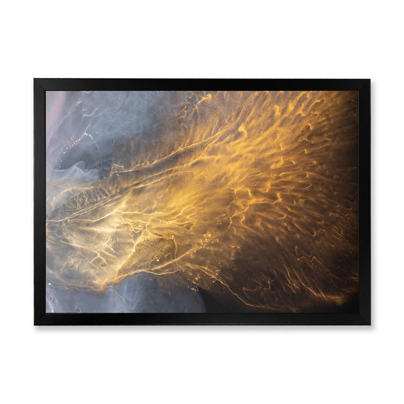 Reproduction d'art sur toile luxueuse, or et gris, Impression noire sur toile encadrée, H 8 po x l 12 po x P 1 po
