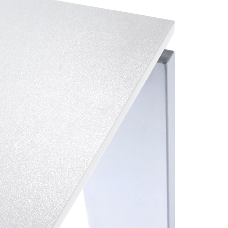 Four Metal Base Dining Table, 28" H x 88" W x 31" D, White Top/Aluminum Base