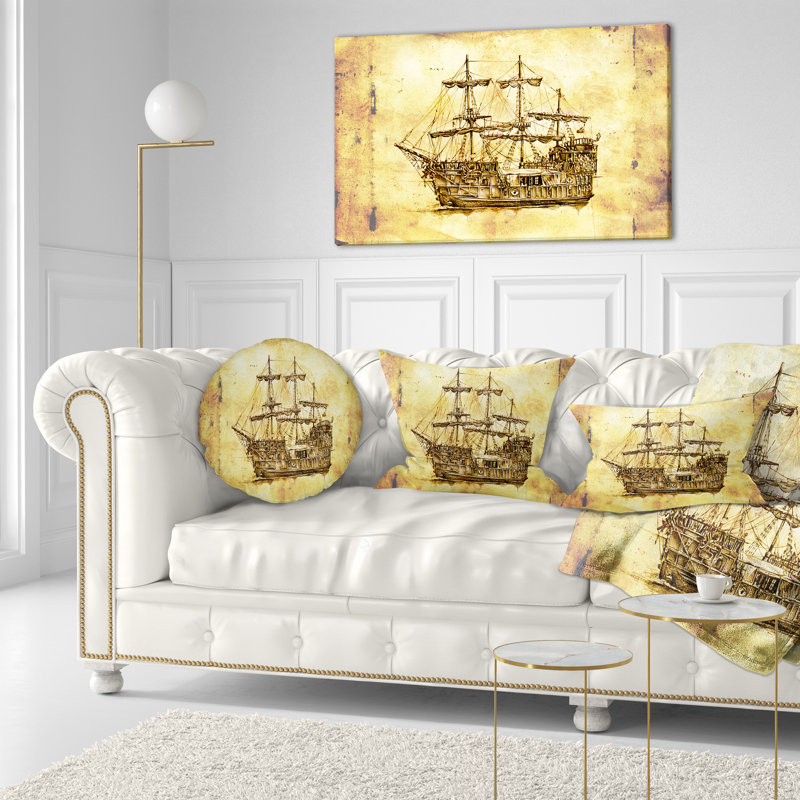 Coussin de bateau en bateau revoyage âgé mer, 16 po x 1 po, Coussin décoratif