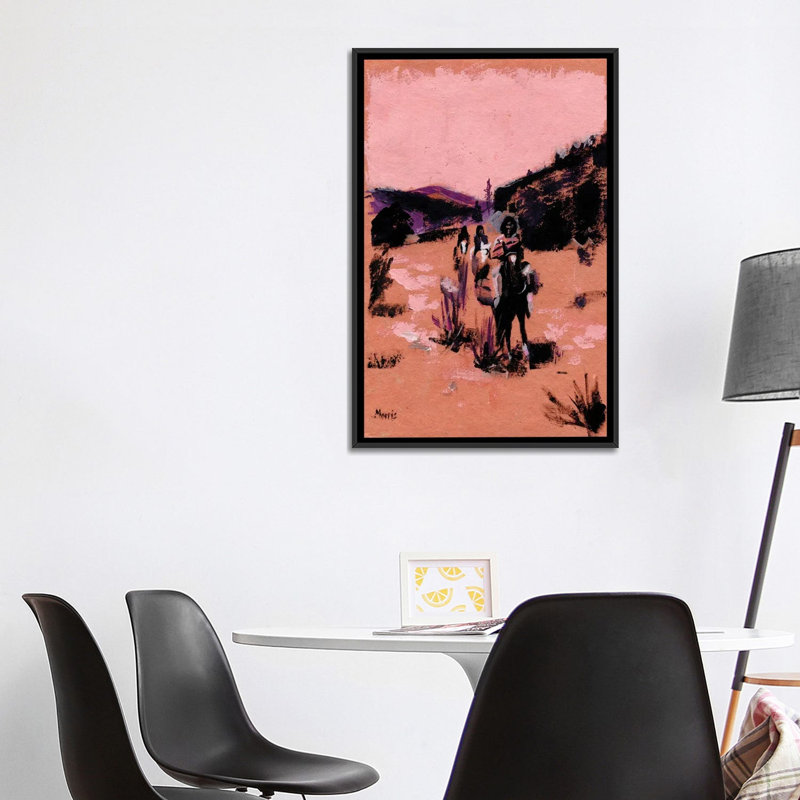 «Apache Land - After Curtis», reproduction d'art sur toile encadrée, 40" x 26", Framed Canvas, Noir