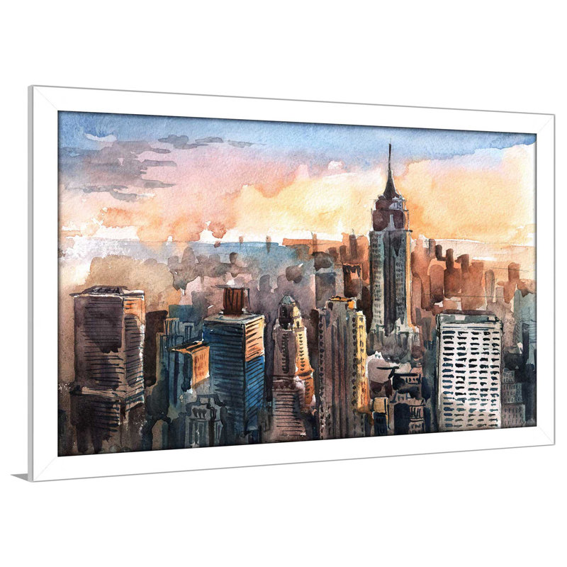 «New York State of Mind», reproduction encadrée, H 21,5 po x l 27,5 po x P 0,75 po, Cadre blanc