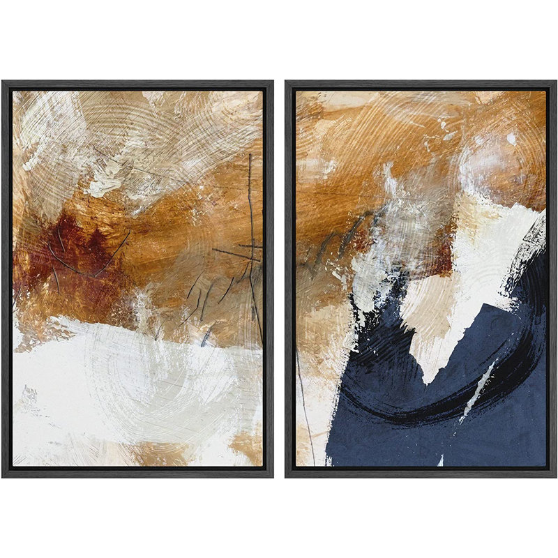 «Abstract Paint Effect Blue Graffiti Stroke», reproduction d'art sur toile 2 pièces, H 16 po x l 24 po, Noir