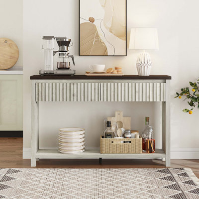 Console à 2 niveaux avec tiroirs Aust 47,36 po Aust, canapé en bois pour le salon, l'entrée, le couloir