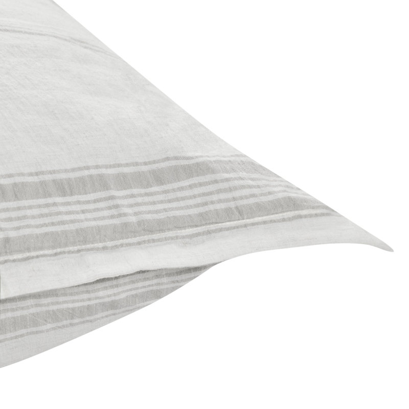 Brooke Blue Stripe Cotton Blend Sham, White/Gray Stripe, Queen