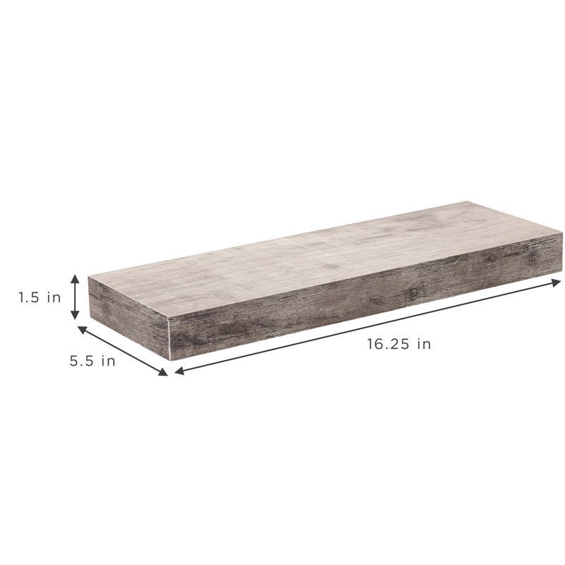 Sorbus 16" Long Floating Shelves with Invisible Mounting Set of 3, Gray