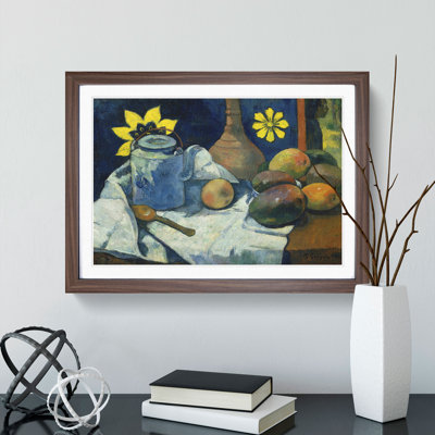Still Life with Teapot and Fruit by Paul Gauguin - Framed Print