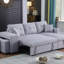Canapé-lit modulaire réversible en tissu de lin avec méridienne de rangement et 2 tabourets