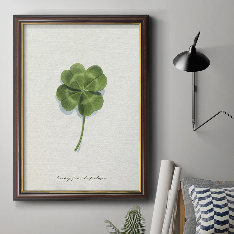 " Lucky Charm I " Painting Print, 36" H x 24" W, Walnut with Gold Trim