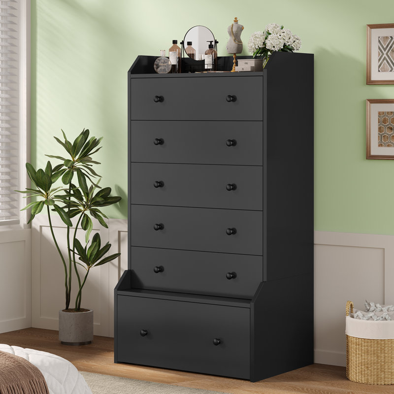 Grande commode à 6 tiroirs, commode moderne 55,1 po pour chambre à coucher, commode à tiroirs avec commode verticale pour le salon, le vestibule, le couloir