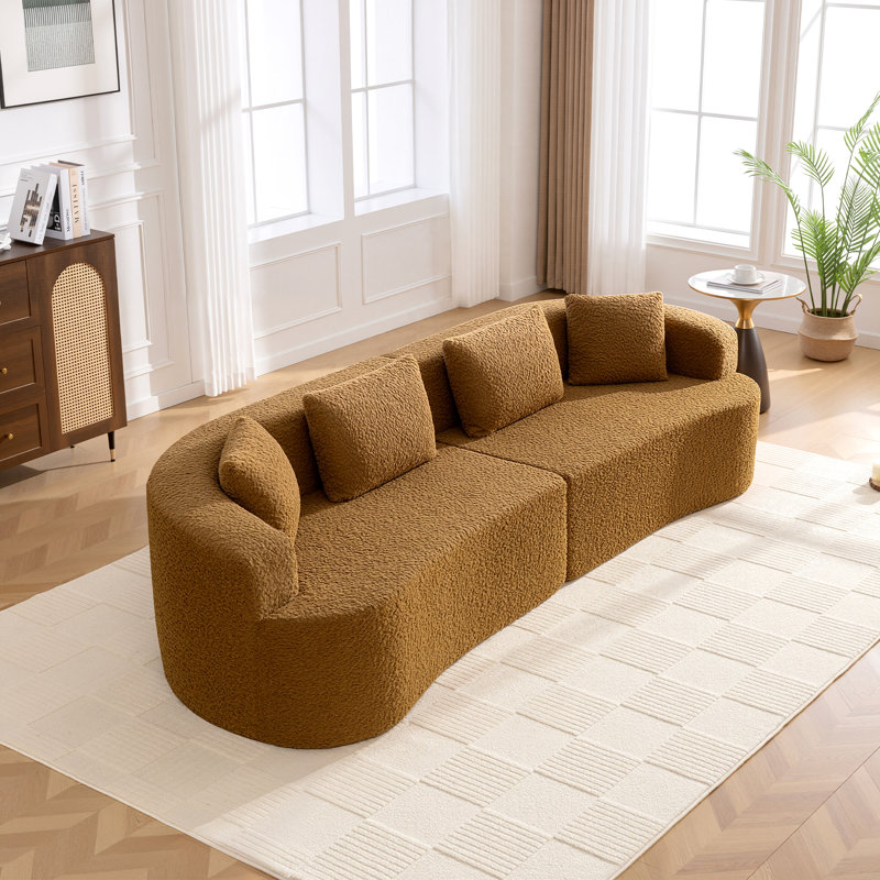 Ensemble de canapé modulaire courbé 3 pièces, Brun