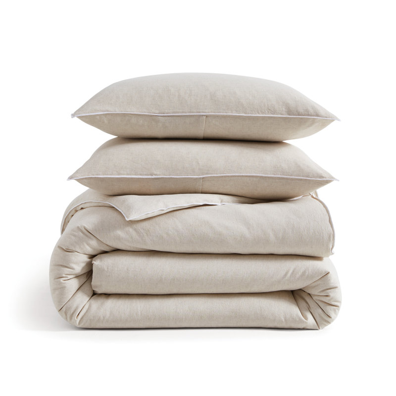 DKNY Pure Washed Linen Duvet Set, King Duvet Cover + 2 King Shams, Linen