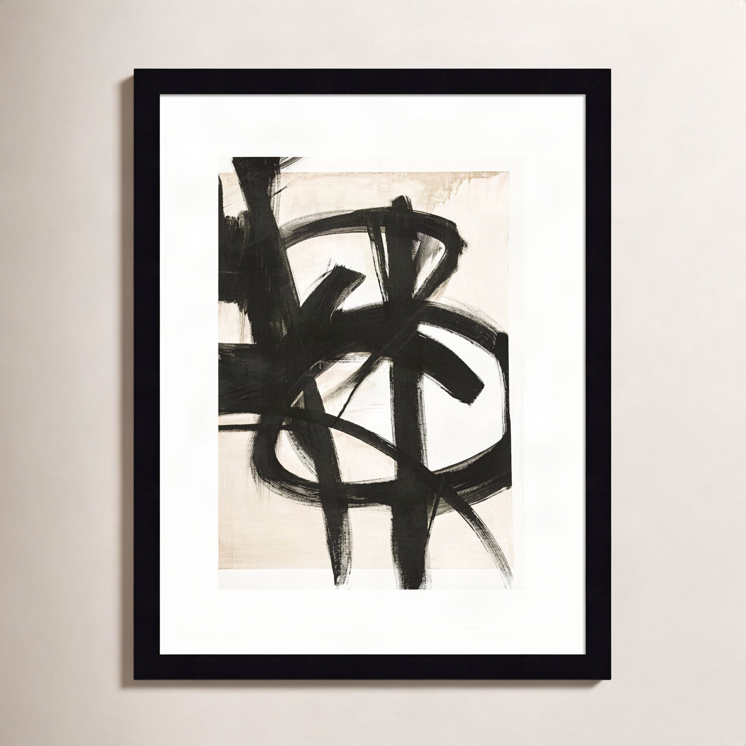 Graphical Shapes 7 Print, 26.12" H x 20.12" W x 0.88" D, Black Framed Paper