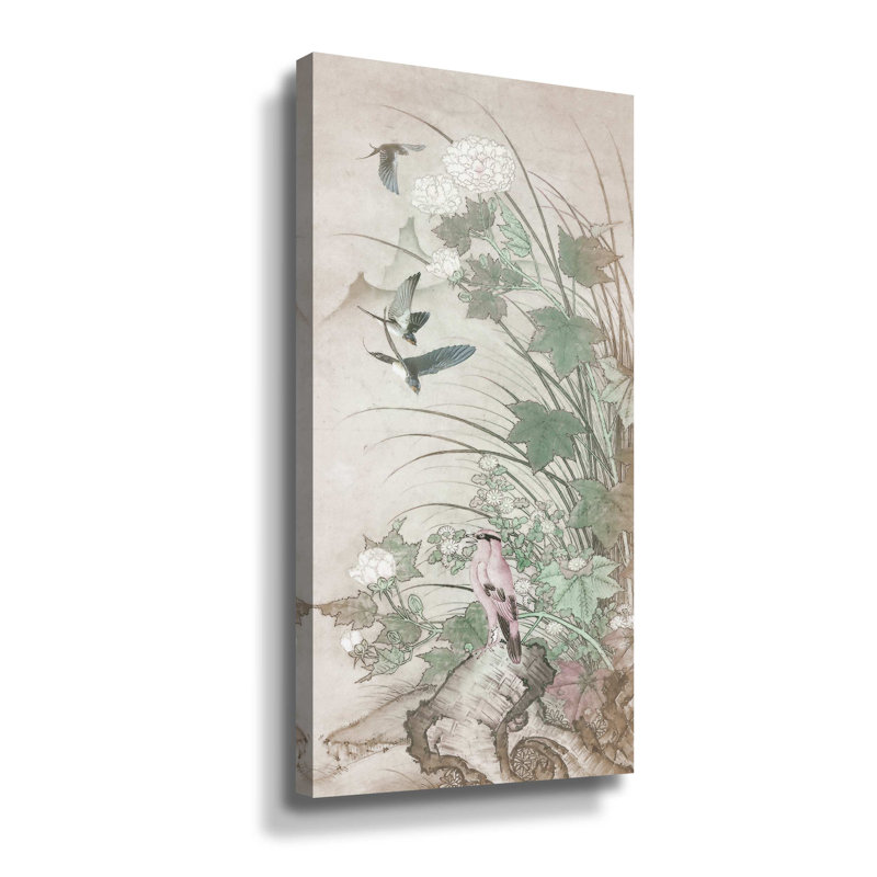 Chinoiserie, Three - Peinture sur toile, H 12 po x l 6 po x P 2 po, Toile tendue