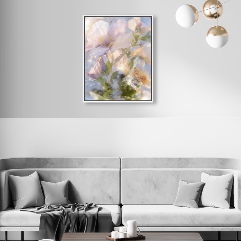 Floral Haze Print by Oliver Gal, 17"H x 21"W, White Floater Frame