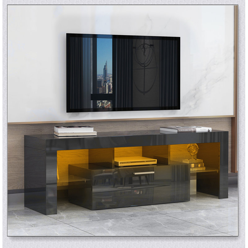Meuble télé avec lumières DEL, H 17,7 po x L 51,2 po x l 13,8 po, Noir
