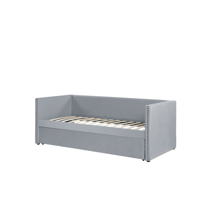 Baskin Upholstered Bed, Light Grey, European Single (90 x 200cm)