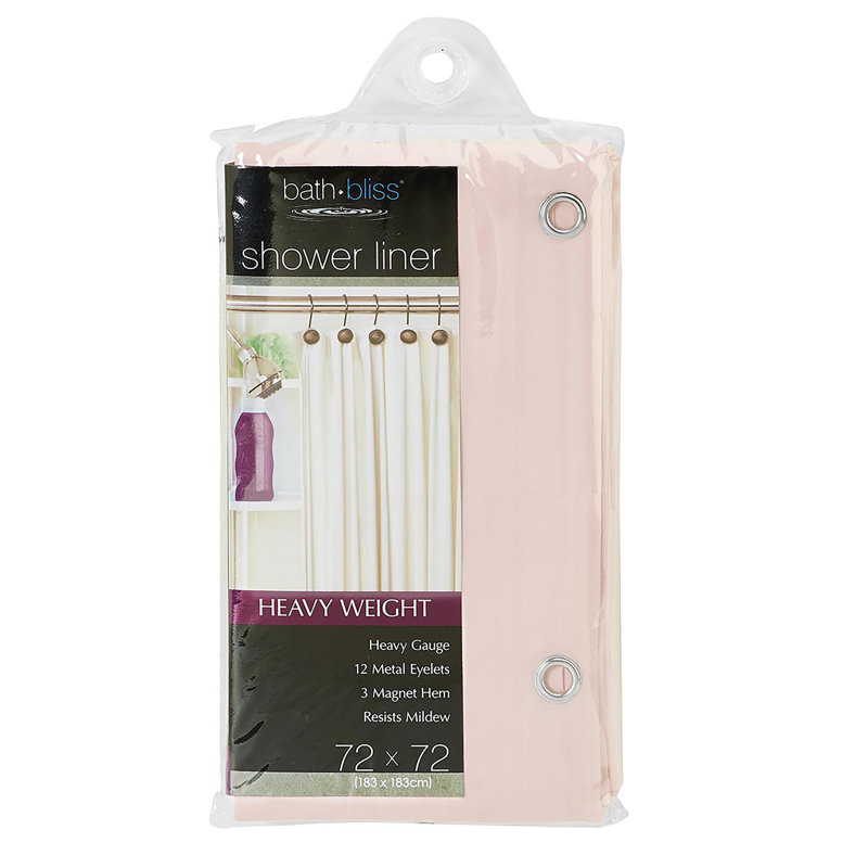 Pink PVC Hookless Shower Curtain with Liner Set