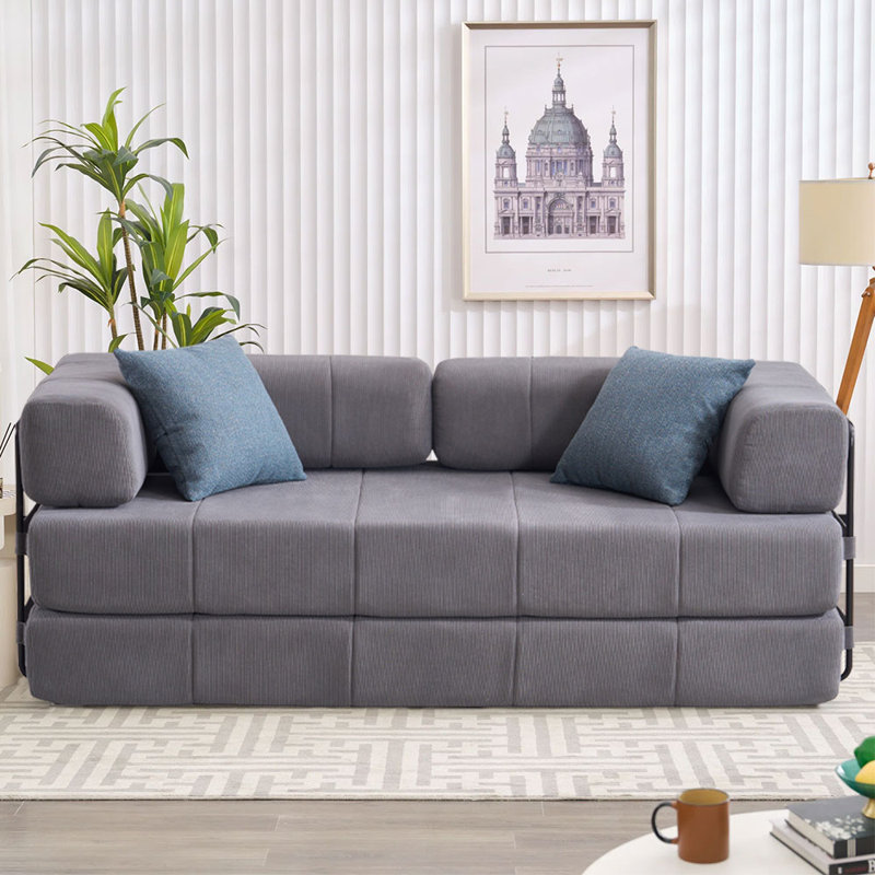 78.5" Convertible Sleeper Sofa Modular Floor Couch Foldable Funton - No Assembly Needed, Gray