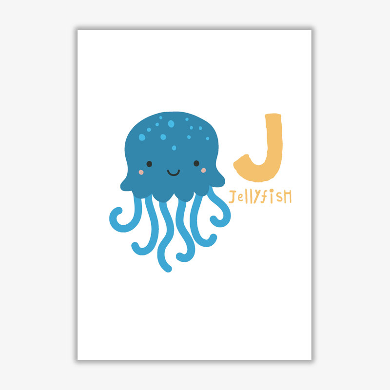 Alphabet Animals, J Is For Jellyfish - No Frame Print, No Frame, 30 cm H x 21 cm W x 1 cm D