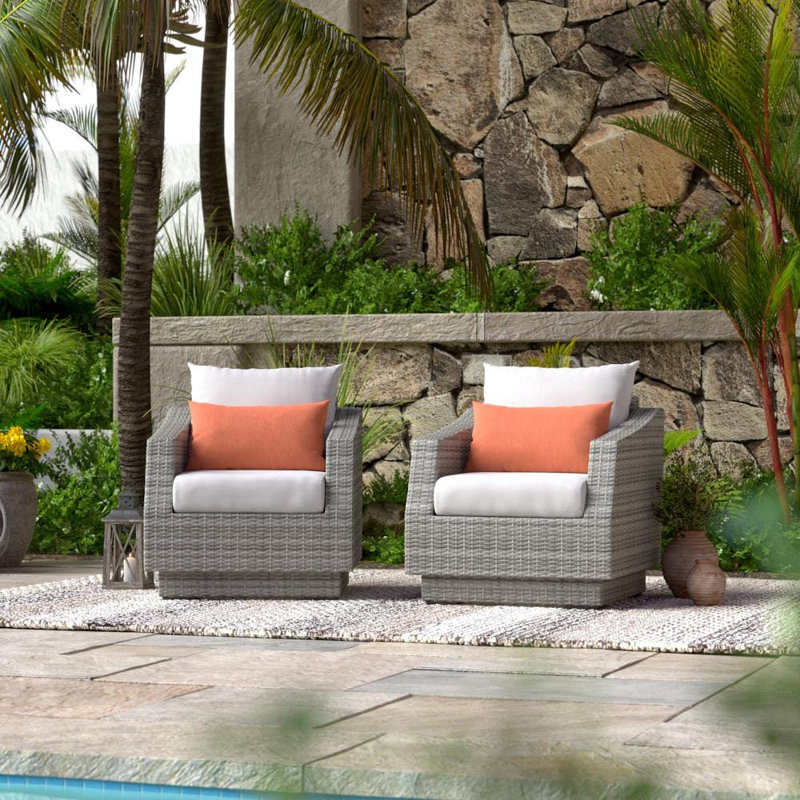 Fionnula Patio Chair With Sunbrella Cushion Covers, Cast Coral Sunbrella® Plainweave