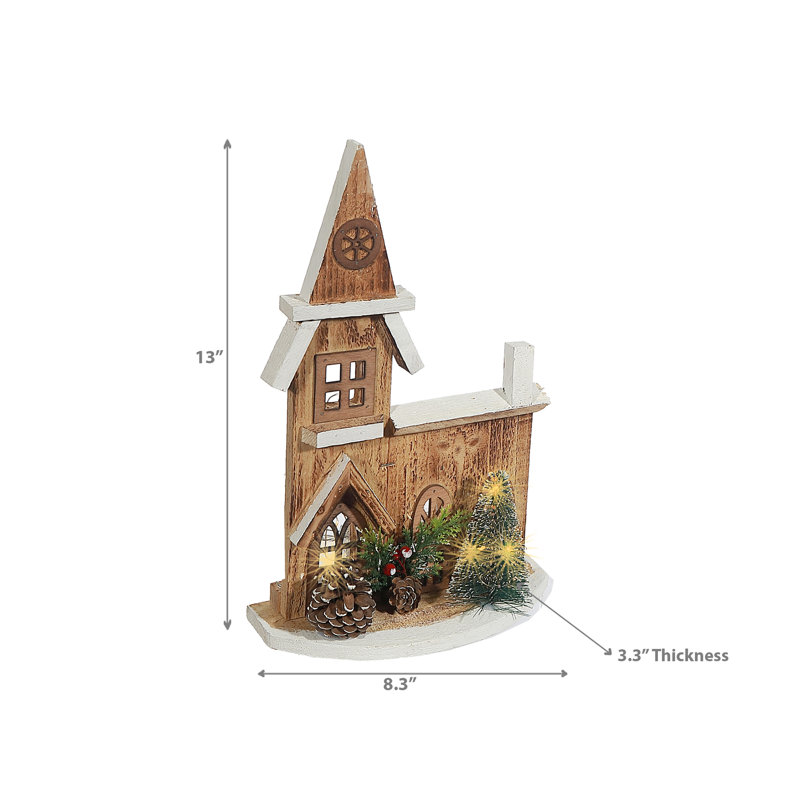 Église à DEL en bois naturel