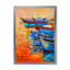 Bateaux qui se reposent sur l'eau pendant un coucher de soleil chaud - peinture sur toile-59758661-59758662