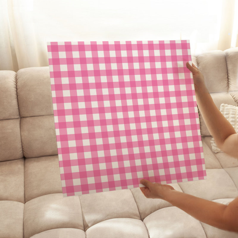 Abstract Pink Plaid Pattern III Modern Unframed Art Print