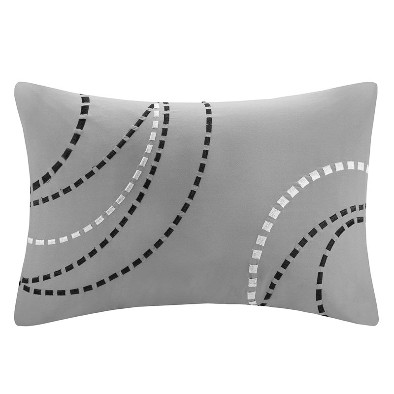 Gray Microfiber Queen Comforter Set with Geometric Pattern