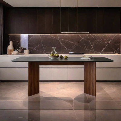 Retro Walnut Rock Table, Modern Luxe Dining