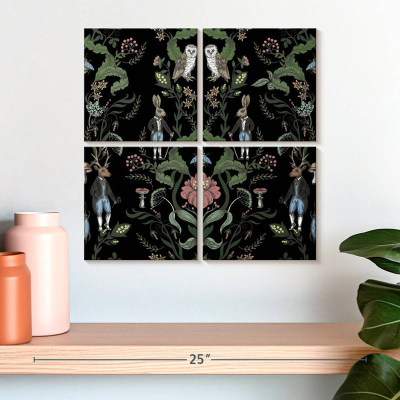 Créatures de nuit florales rétro Kerner, H 18 po x l 18 po