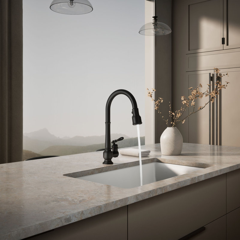 Artifacts Pull Down Bar Faucet, Matte Black