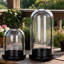 Ensemble de 2 porte-bougies cloche en verre à rebord noir, pots de présentation en dôme transparent avec poignée de table à anneau-131642572