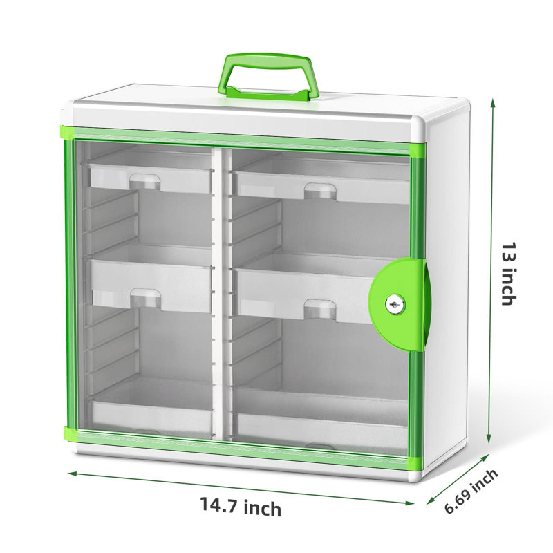 Armoire à pharmacie avec boîte de serrure à clé murale, 15 x 6,7 x 13 pouces, grande capacité