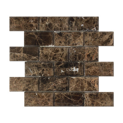 Emperador Beveled Marble Brick Joint Mosaic Wall & Floor Tile