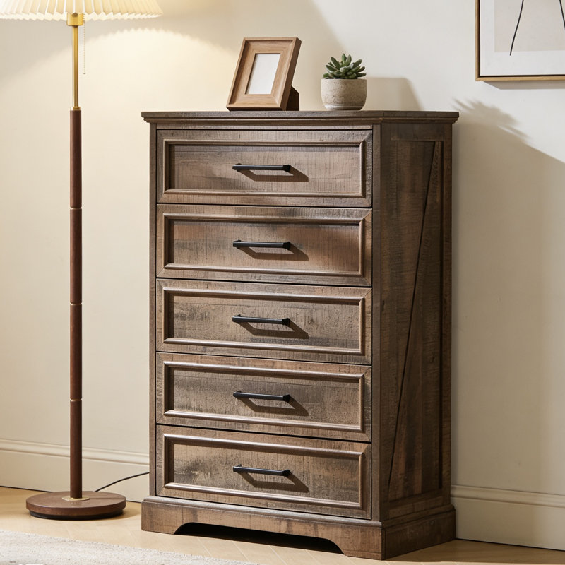 Commode 5 tiroirs Quintone, Marron clair